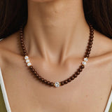 "Ethereal Snowy Lotus" Incense Beads Necklace